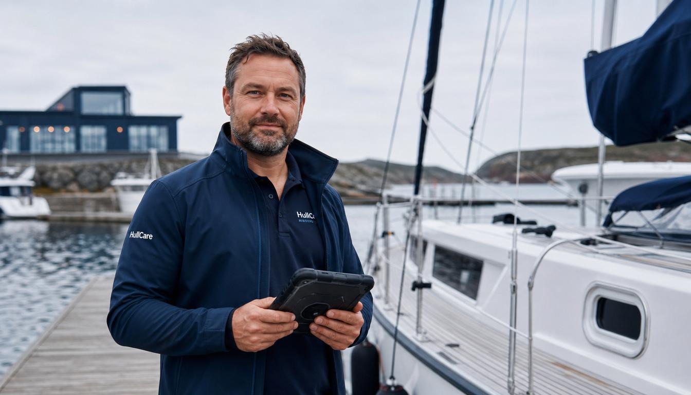 HullCare Scandinavia marine technician on a Nordic marina